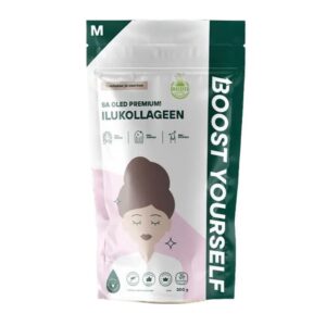 Sinu ilueliksiir! Kiire ja lihtne valmistada. Šokolaadine jook tõelistele jumalannadele. Nipp! Valmista näiteks mandlijoogiga kuum tassike kakaod (loe altpoolt)! Tänu kollageenile meie kehas on nahk elastsem, küüned vastupidavamad, juuksed läikivamad. 1 spl annab 6 g puhast kollageeni, soovitame 2 spl. Lisaväärtuseks on tootes c-vitamiin, mis aitab kaasa kollageeni normaalsele moodustumisele naha normaalseks talitluseks. Ühest pakist 300 g jagub terveks kuuks (30 portsjonit pakis). JAMAVABA toode. Meie toodetes ei ole lisaaineid ehk E-aineid ning meie marja- ja puuviljapulbrid on naturaalsed toorained.