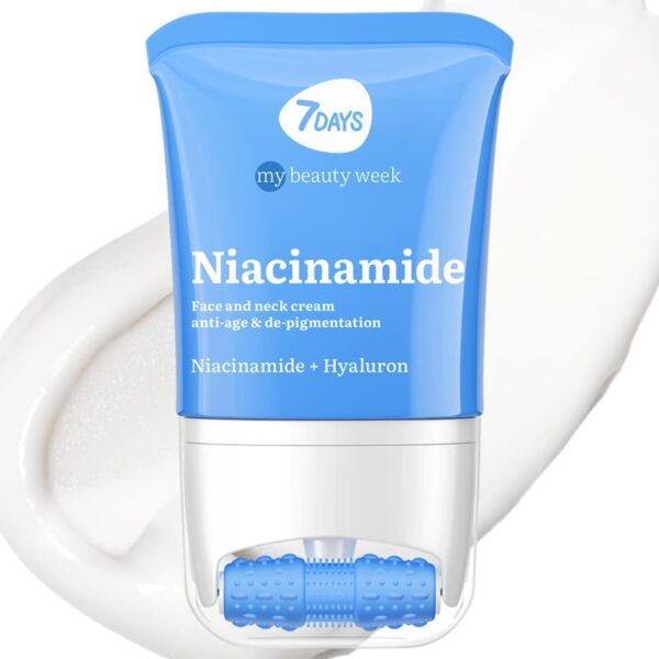 Näokreem 7DAYS MY BEAUTY WEEK Niacinamide 80 ml + 3D-massaaživahend intensiivseks niisutuseks, noorendamiseks, kortsude ja pigmentatsiooni eemaldamiseks. Kahetoimeline vananemisvastane näokreem niatsiinamiidiga: 24-tunnine niisutus + näomassaaž. 3D FACE FIT Massager annab tõstva efekti, vähendab turseid, silub kortse ning kujundab kindla ja kindla näokontuuri.