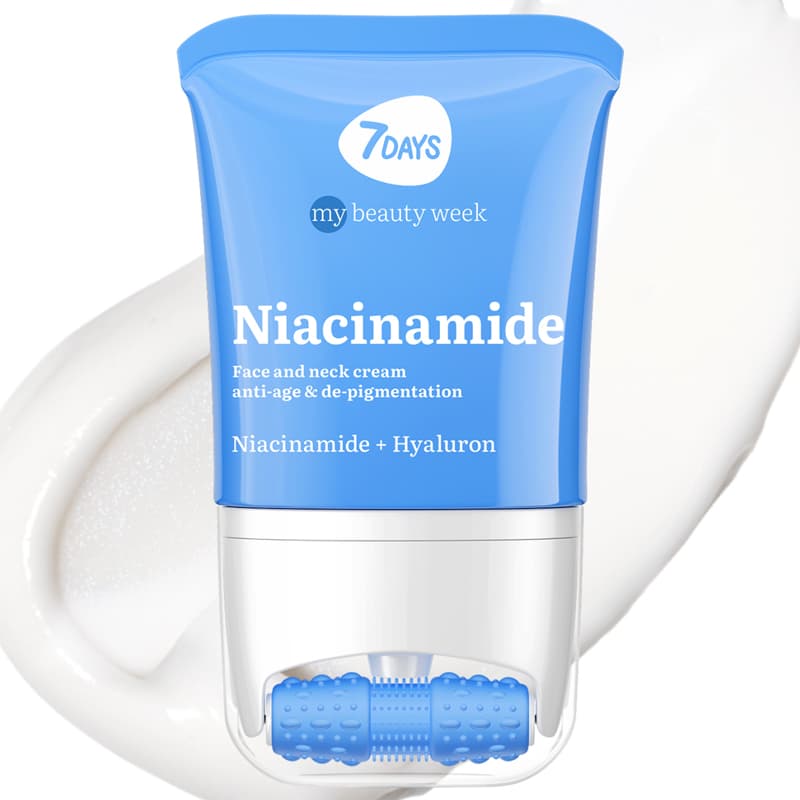 Näokreem 7DAYS MY BEAUTY WEEK Niacinamide 80 ml + 3D-massaaživahend intensiivseks niisutuseks, noorendamiseks, kortsude ja pigmentatsiooni eemaldamiseks. Kahetoimeline vananemisvastane näokreem niatsiinamiidiga: 24-tunnine niisutus + näomassaaž. 3D FACE FIT Massager annab tõstva efekti, vähendab turseid, silub kortse ning kujundab kindla ja kindla näokontuuri.