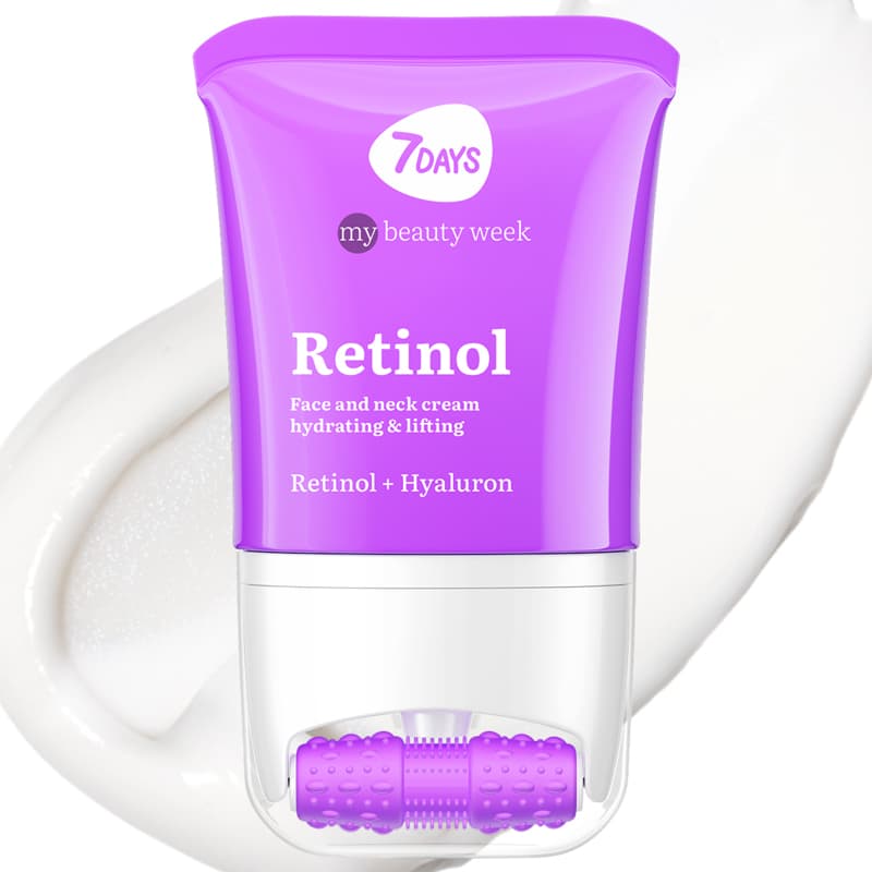 Näokreem 7DAYS MY BEAUTY WEEK Retinol 80 ml + 3D massager intensiivseks niisutuseks, vananemisvastaseks ja tõstva toimeks. Kahetoimeline niisutav näokreem retinooliga: 24-tunnine niisutus + näomassaaž. 3D FACE FIT Massager annab tõstva efekti, vähendab turseid, silub kortse ning kujundab kindla ja kindla näokontuuri.
