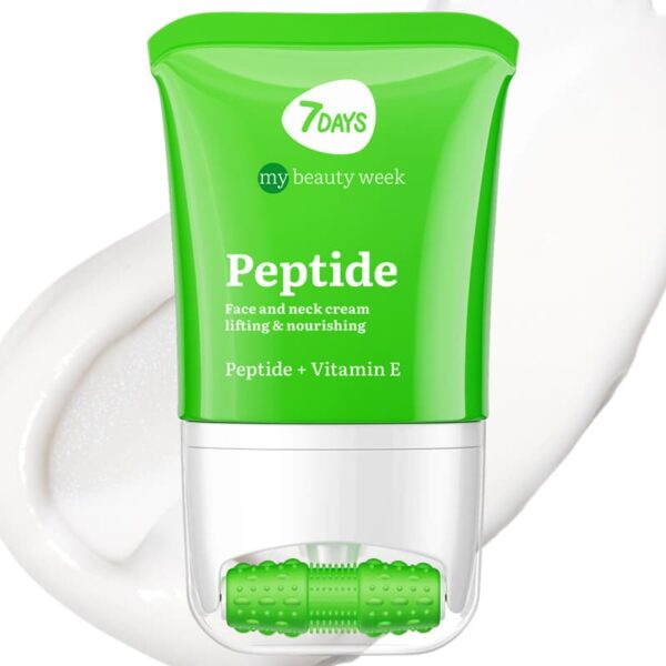 Näokreem 7DAYS MY BEAUTY WEEK Peptiid 80 ml + 3D masseerija sügavtoitmiseks, vananemisvastaseks, naha elastsuse, sileduse ja elastsuse suurendamiseks. Kahetoimeline toitev näokreem Peptide Complexiga: 24-tunnine niisutus + näomassaaž. 3D FACE FIT Massager annab tõstva efekti, vähendab turseid, silub kortse ning kujundab kindla ja kindla näokontuuri.