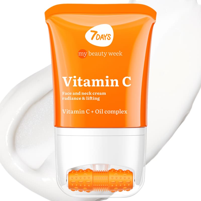 Näokreem 7DAYS MY BEAUTY WEEK Vitamiin C 80 ml + 3D masseerija intensiivseks niisutuseks, tõstmiseks ja naha säramiseks. Kahetoimeline C-vitamiiniga niisutav näokreem: 24-tunnine niisutus + näomassaaž. 3D FACE FIT Massager annab tõstva efekti, vähendab turseid, silub kortse ning kujundab kindla ja kindla näokontuuri.